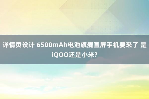 详情页设计 6500mAh电池旗舰直屏手机要来了 是iQOO还是小米?